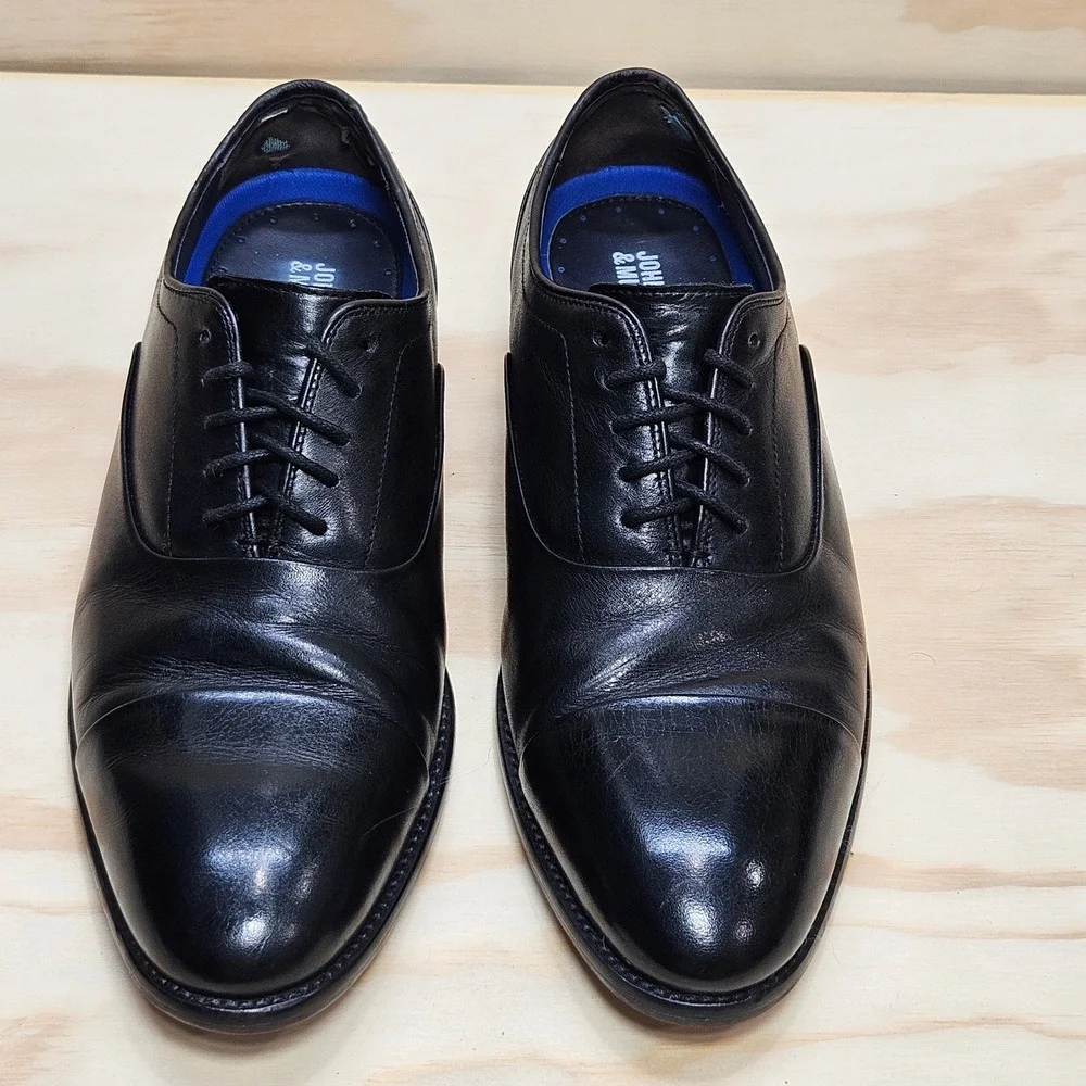 Johnston & Murphy Melton Black Leather Cap Toe Oxford Dress Shoes 8.5 M 59-2475